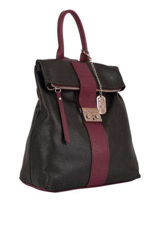 Sac à dos en cuir Azalea - Argenté, noir et rouge