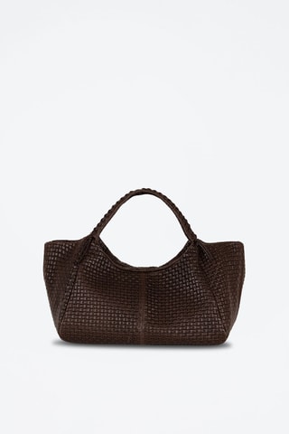 Sac porté épaule tressé en nubuck Pitigliano - Marron foncé