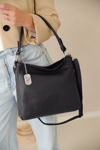 Sac porté épaule en cuir Paolina - Noir