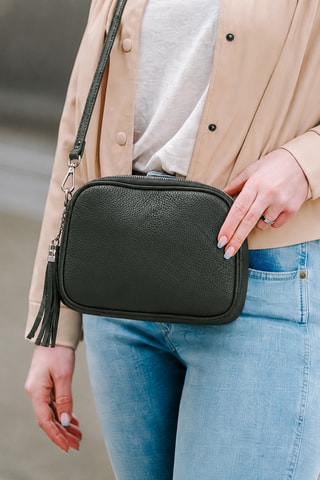 Sac bandoulière en cuir Monte Sparagio - Vert foncé
