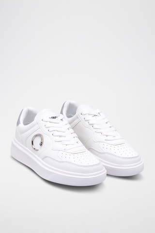 Baskets en cuir - Blanc et argenté - Blanc