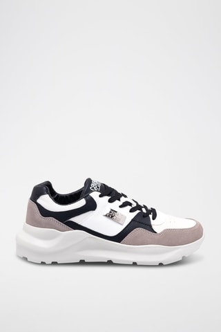 Baskets en nubuck - Blanc, noir et beige
