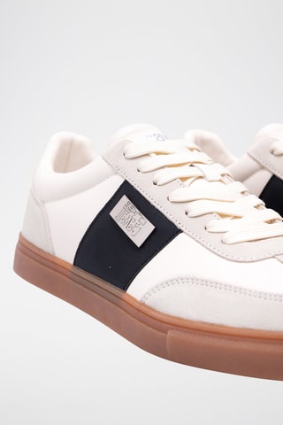 Baskets en cuir - Beige et noir - Noir et beige