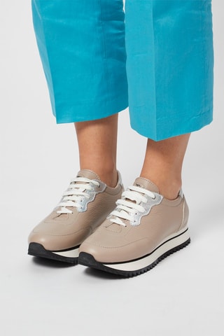 Baskets en cuir - Harmont & Blaine - Beige et argenté