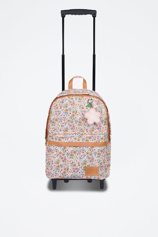 Sac à dos à roulettes Héloïse - Marron clair et rose
