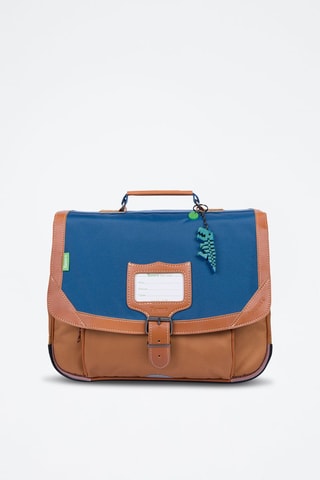 Cartable Nils - Bleu cobalt et camel