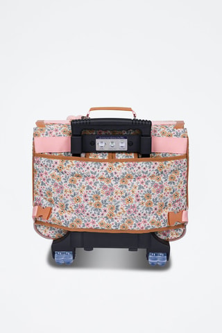 Cartable à roulettes Héloïse - Marron clair et rose