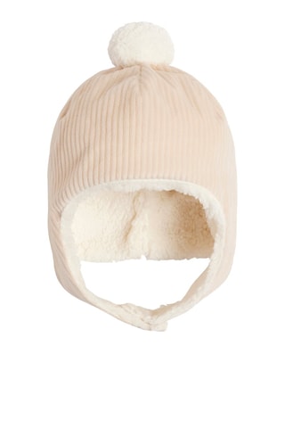 Bonnet aviateur en velours - Beige - Obaïbi