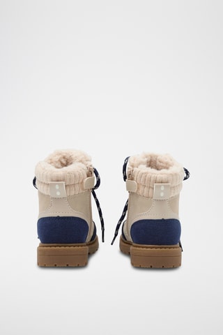 Boots fourrées en croûte de cuir - Beige