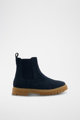 Bottines Chelsea en croûte de cuir nubuck - Bleu marine
