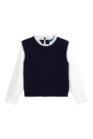 Pull trompe l’œil - Bleu marine - Okaïdi