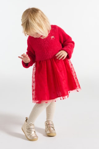 Robe bi-matière - Rouge