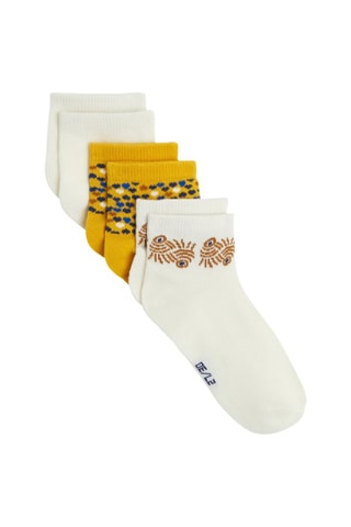 3 paires de chaussettes - Blanc et moutarde 