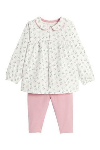 Top et pantalon - Blanc et rose - Obaibi