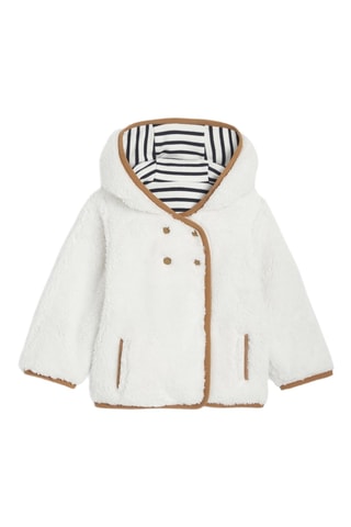 Manteau réversible à capuche - Ecru