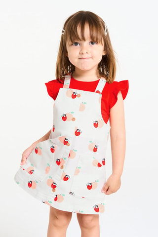 T-shirt et robe-salopette - Blanc et rouge - Obaïbi - Okaïdi