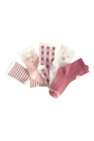 5 paires de chaussettes - Rose et blanc - Obaïbi