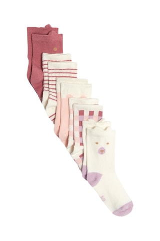 5 paires de chaussettes - Rose et blanc - Obaïbi