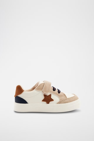 Baskets en croûte de cuir - Beige et blanc - Obaibi