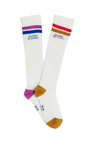 2 paires de chaussettes - Ecru et rouge - Okaidi
