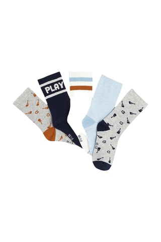 5 paires de chaussettes - Bleu marine et gris chiné - Okaidi