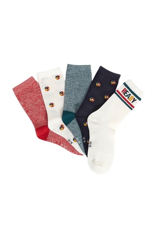 5 paires de chaussettes - Vert émeraude chiné et blanc - Okaidi