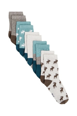 5 paires de chaussettes - Marron foncé et blanc - Okaidi