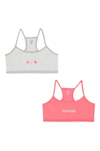 2 brassières - Rose et gris chiné - Okaidi
