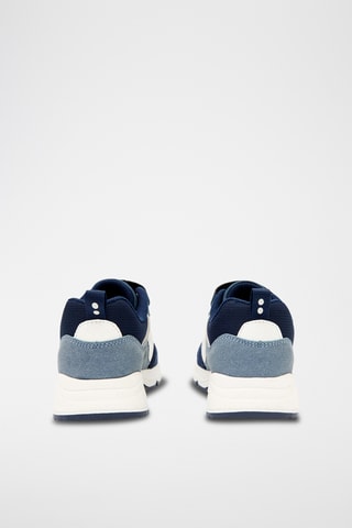 Baskets en croûte de cuir - Bleu marine et blanc - Okaidi