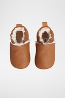 Chaussons fourrés en cuir - Camel - Obaibi