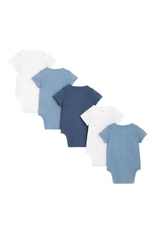 5 bodys - Bleu clair et blanc - Obaibi