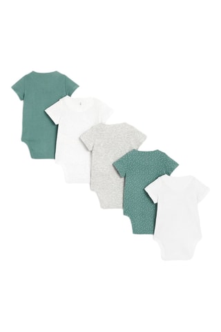 5 bodys - Vert foncé et blanc - Obaibi