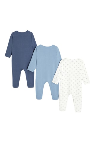 3 grenouillères - Bleu marine et blanc- Obaibi