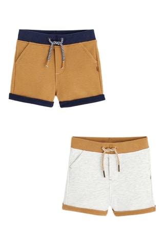 2 shorts - Gris clair chiné et camel - Obaibi