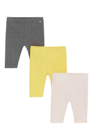 3 leggings - Jaune et rose - Obaibi