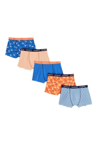 5 boxers - Bleu cobalt et orange - Okaidi