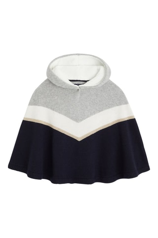 Poncho à capuche - Bleu marine et gris clair chiné- Okaïdi