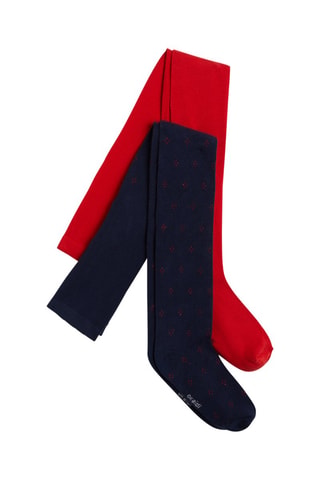 2 collants - Rouge et bleu marine - Okaidi