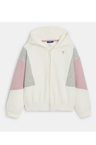 Sweat à capuche - Ecru et rose - Okaïdi