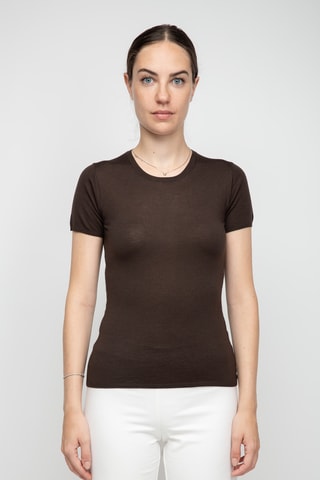 T-shirt en soie, cachemire et laine - Marron