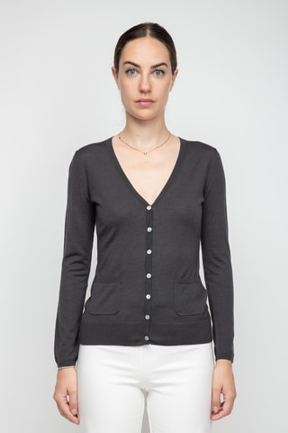 Gilet en soie, cachemire et laine - Gris