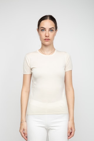 T-shirt en soie, cachemire et laine - Beige