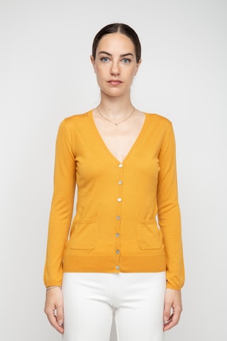 Gilet en soie, cachemire et laine - Orange