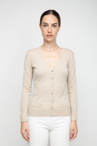 Gilet en soie, cachemire et laine - Beige