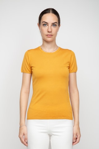T-shirt en soie, cachemire et laine - Orange