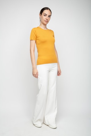 T-shirt en soie, cachemire et laine - Orange