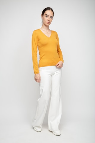 Pull en soie, cachemire et laine - Orange