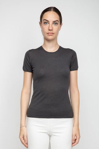 T-shirt en soie, cachemire et laine - Gris