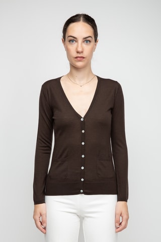 Gilet en soie, cachemire et laine - Marron