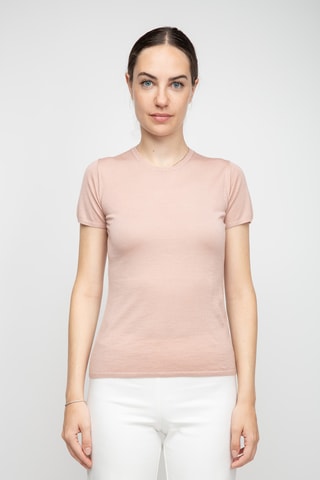 T-shirt en soie, cachemire et laine - Beige